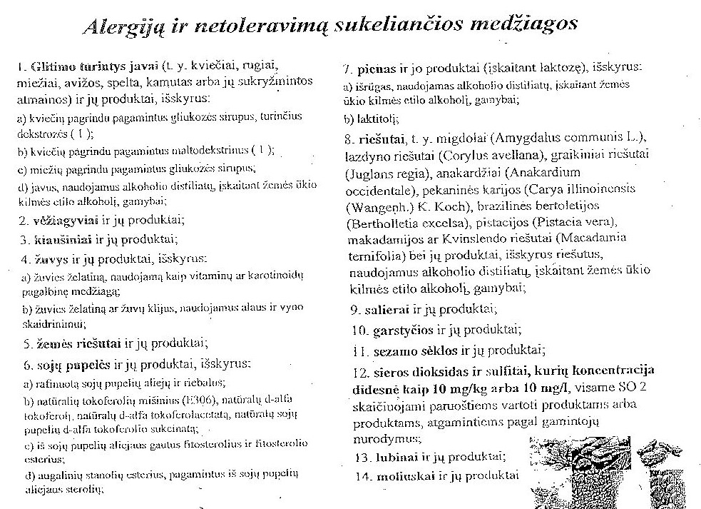 Alergiją ir netoleravimą sukeliančios medžiagos